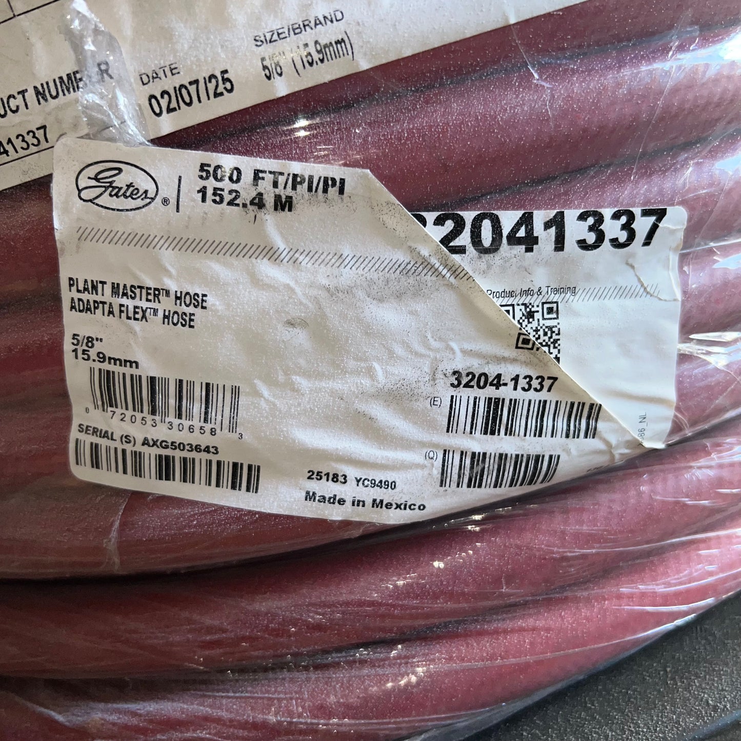 GATES Plant Master Hose Adapta Flex Hose 5/8"D x 500 ft Red AXG503643