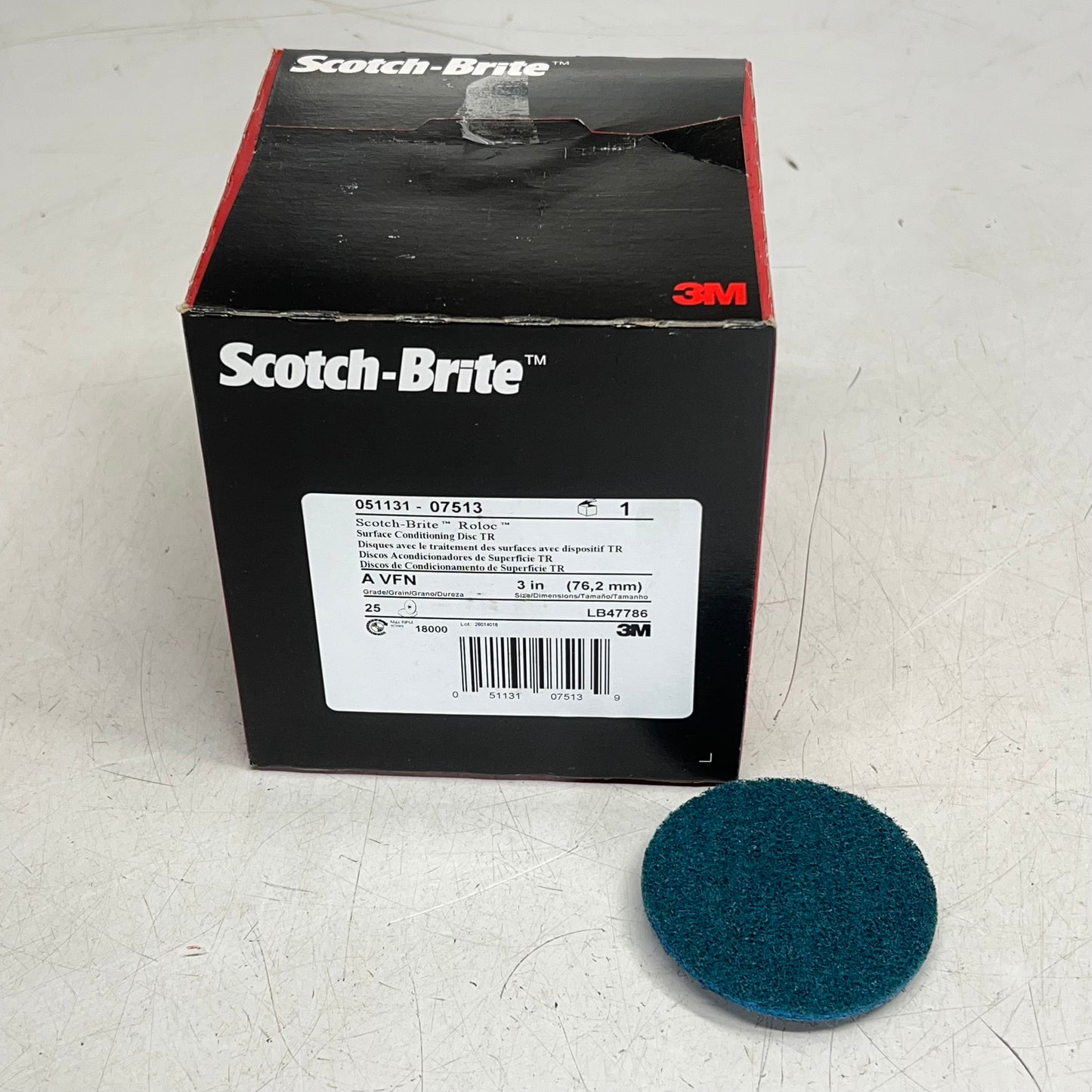 SCOTCH-BRITE (25 PACK) Roloc Surface Conditioning Disc 3" Blue 051131-07513