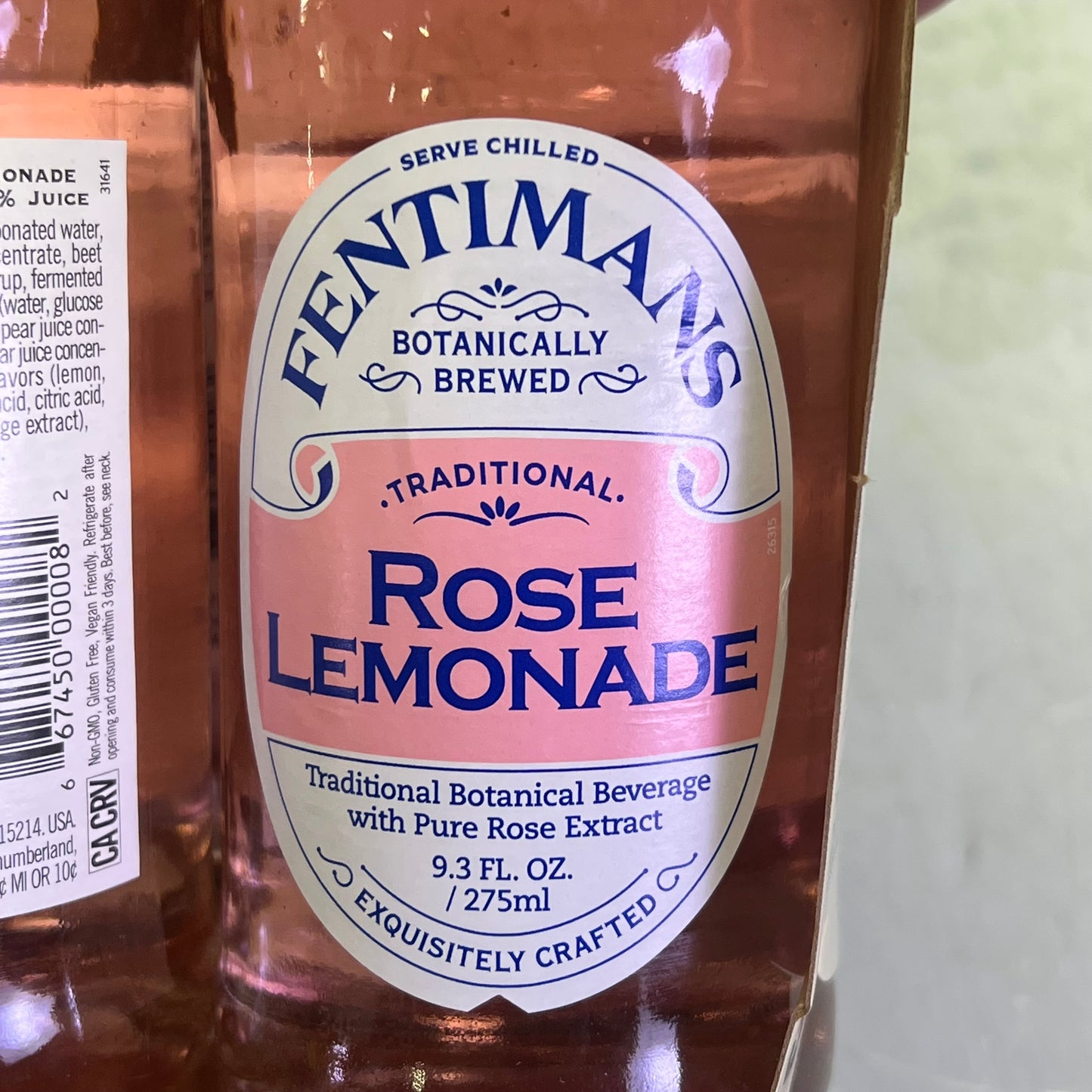 ZA@ ZA@ FENTIMANS (4 PACK) Botanically Brewed Rose Lemonade In Glass Bottles 9.3 Fl Oz