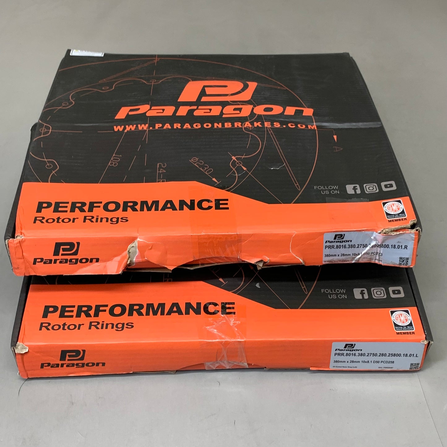 PARAGON  (Set Of 2) Performance Rotor Rings Chrome PRR.8016.380.2750.25800.18.|01.R/L