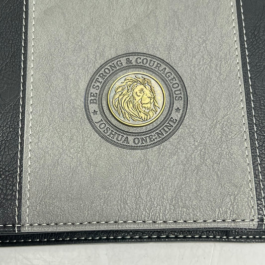 CHRISTIAN ART GIFTS Joshua 1:9 Two-tone Faux Leather Bible Cover 8"x11" Grey