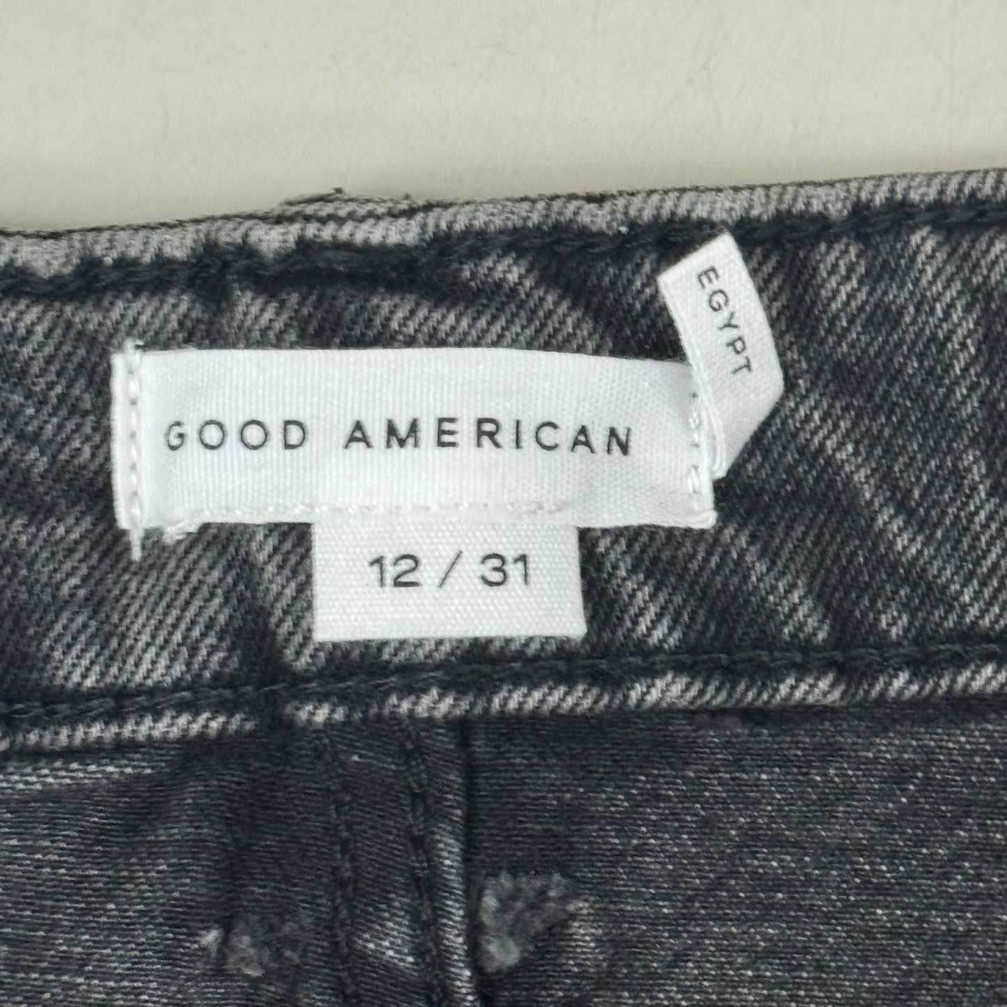 GOOD AMERICAN Denim Crystal Trim Skirt Women's Sz 12 Black376 GFD301