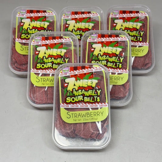 ZA@ ZWEET (6 PACK, 10 oz Each) Insanely Sour Belts Strawberry