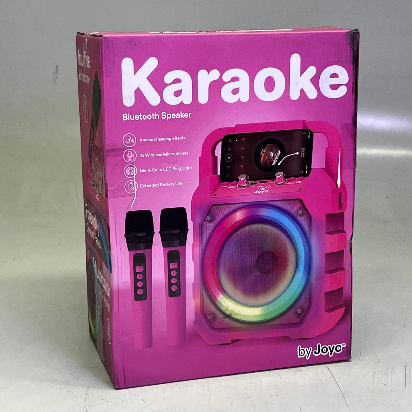 JOYC Mic Drop Karaoke Machine With 2 Wireless Mics & RGB Lights 2AKZ8-LBS237