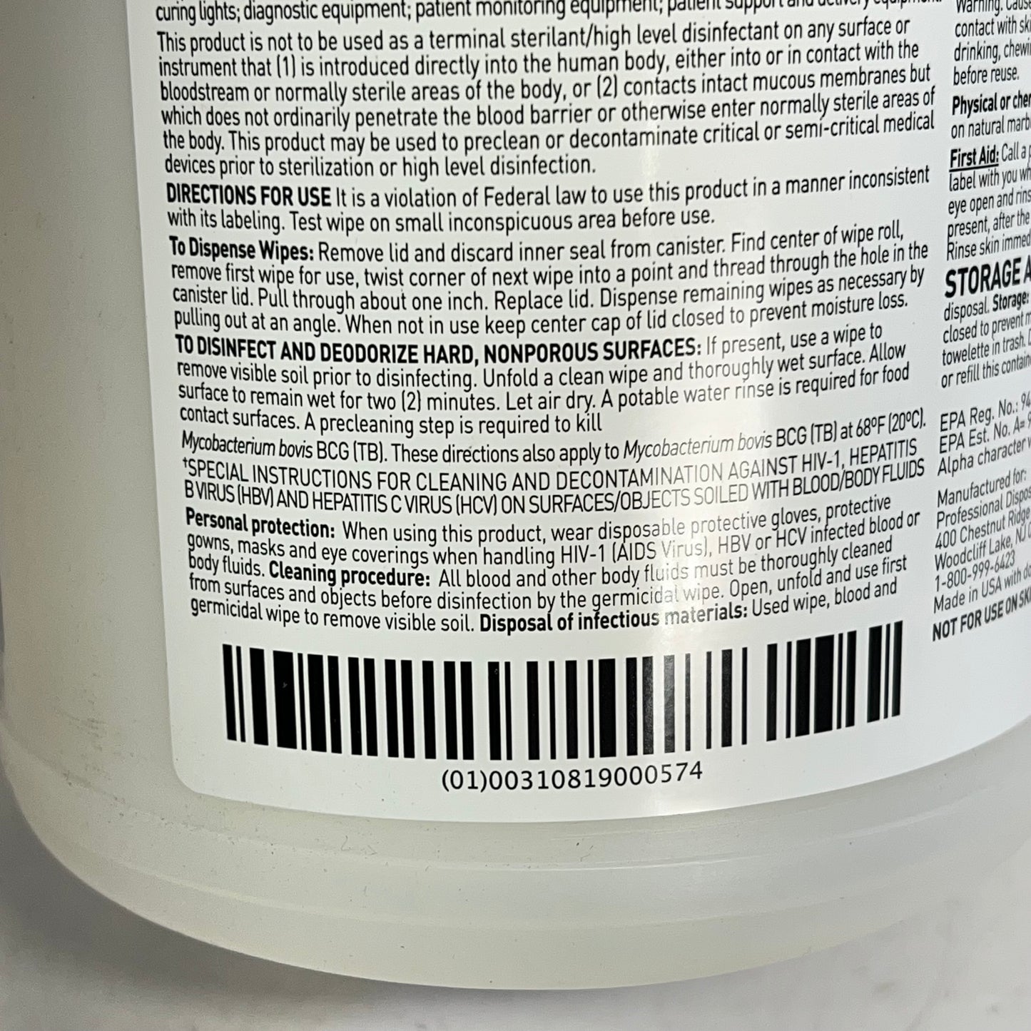 PDI (12 PACK, 160 WPES EACH) Super Sani-cloth Germicidal Wipes Sz Large BB 11/27 (A lid is Missing)