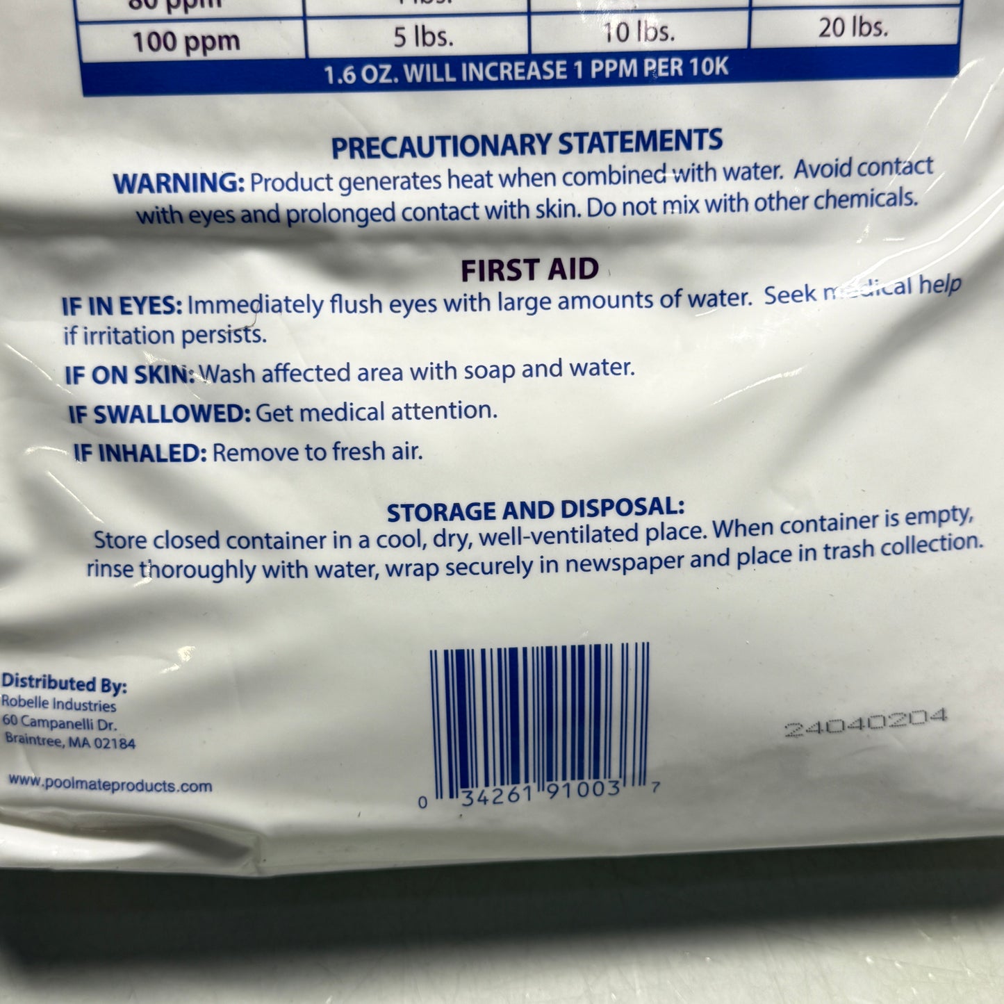 ZA@ ROBELLE (16 lb bag) Calcium Hardness Increaser Pool Water Balancer (Raises Hardness Levels) C