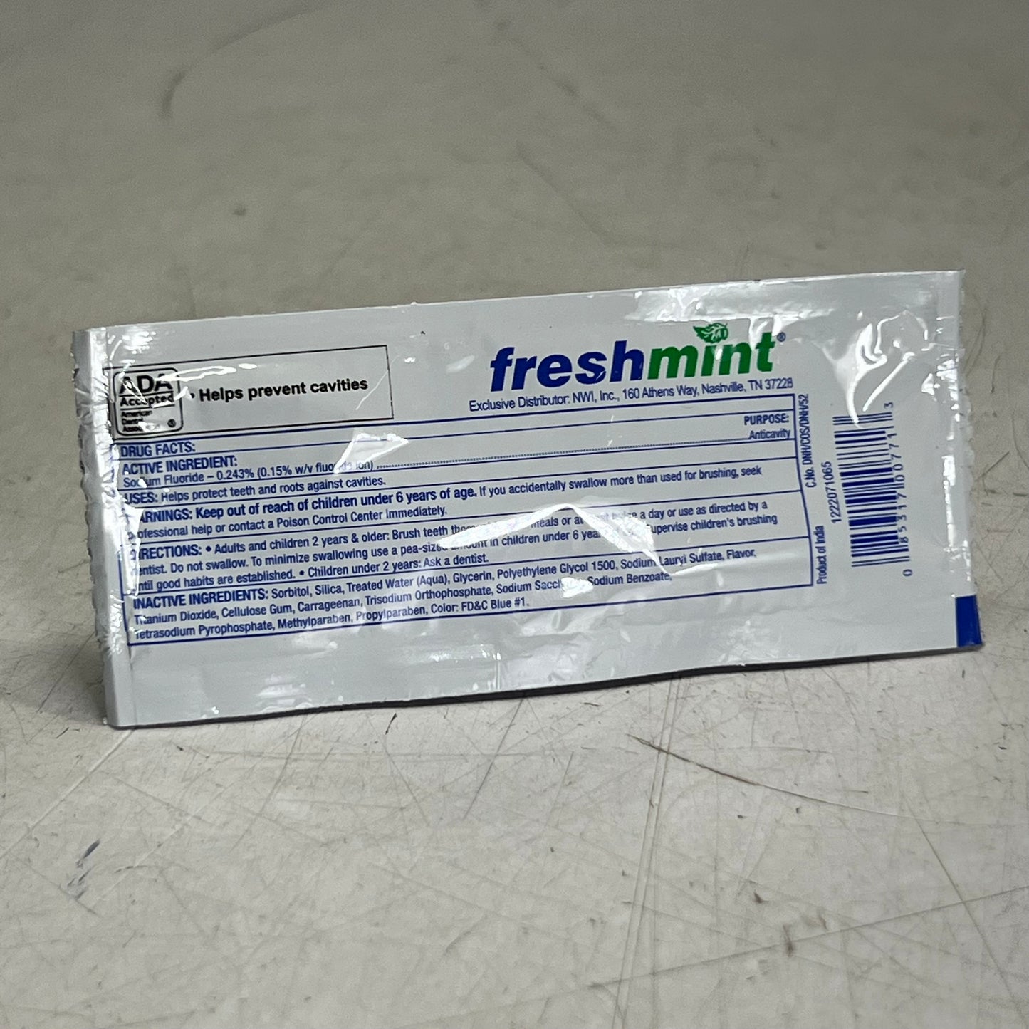 ZA@ FRESHMINT (250 PACK) Premium Anticavity Toothpaste TPADAP250 BB 08/26