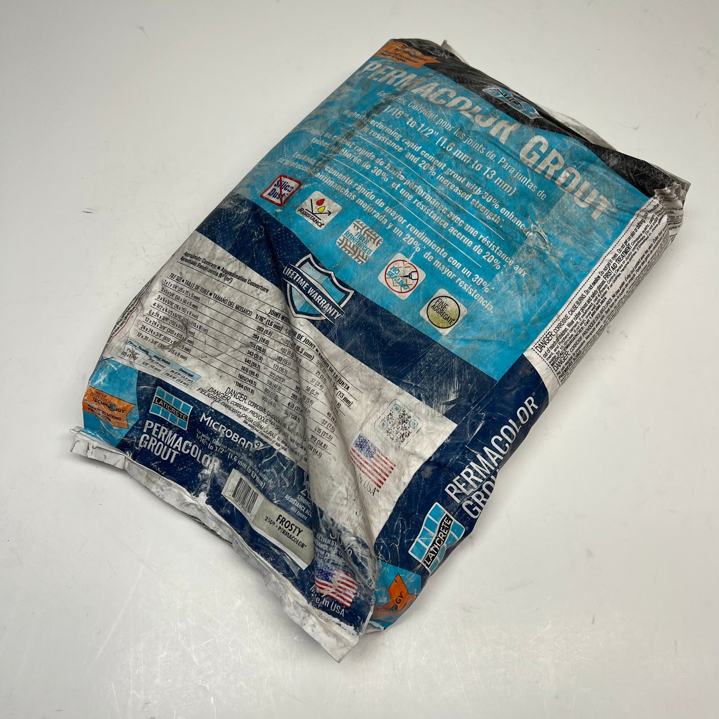 ZA@ LATICRETE Permacolor Grout High Performance Cementitious Tile Grout 20lbs 09 Frosty (As-Is)