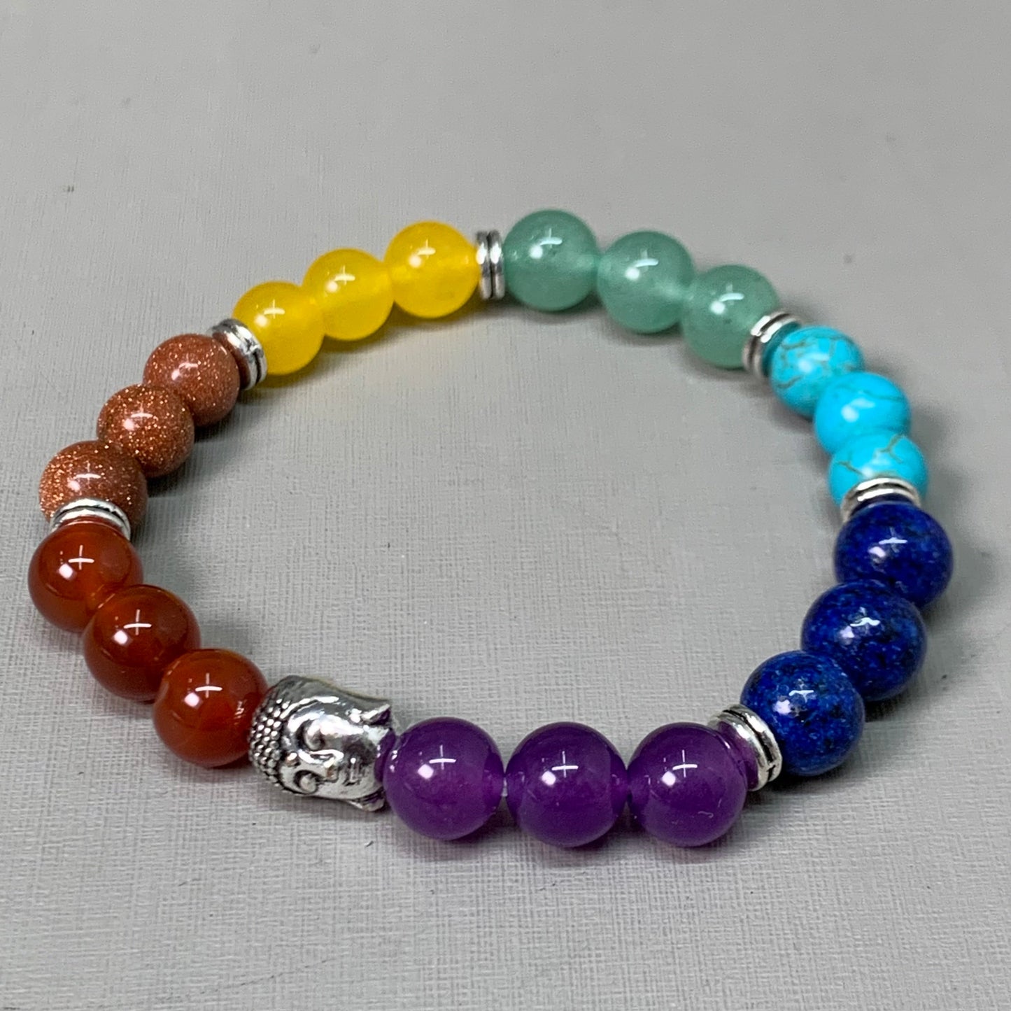 BEST WHOLESALE 6-PACK! Multi Beaded Crystal Bracelets 3" Rainbow Silver Head New