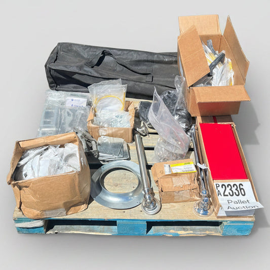 ZA@ Pallet of MIXED Hardware, Brackets, Electrical, Display Set Up Parts W/ Case & More (AS-IS)