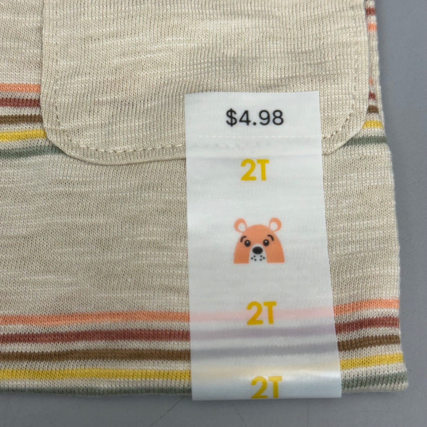 GARANIMALS (2 Pack) Toddler Tee Shirt SS POCKET TEE STRIPE Oatmeal Size 2T