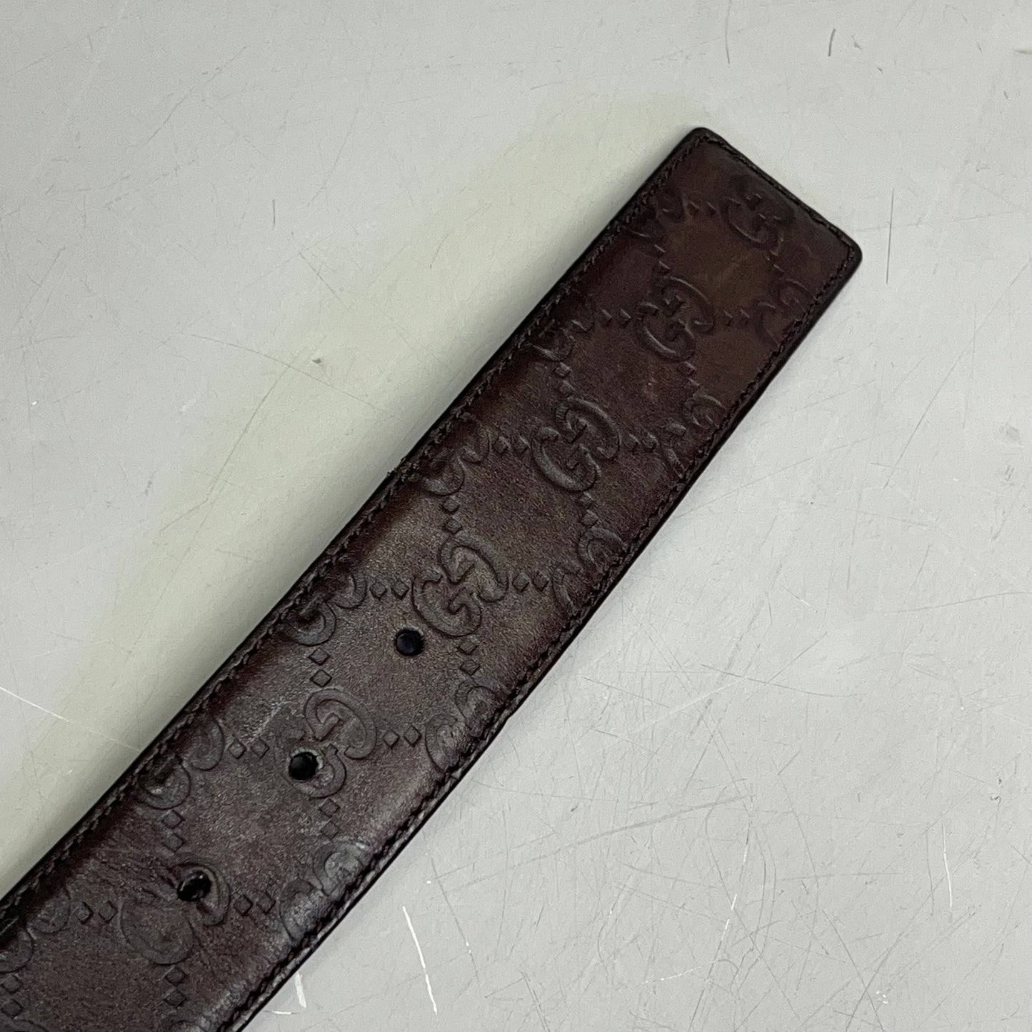 GUCCI Authentic Interlocking G Buckle Belt 43" L Brown (Pre-Owned)