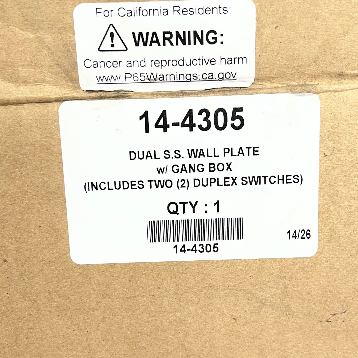 INFRATECH Duplex Stack Switch Dual Wall Plate & Gang Box 4.88x4.94x1.56" 144305