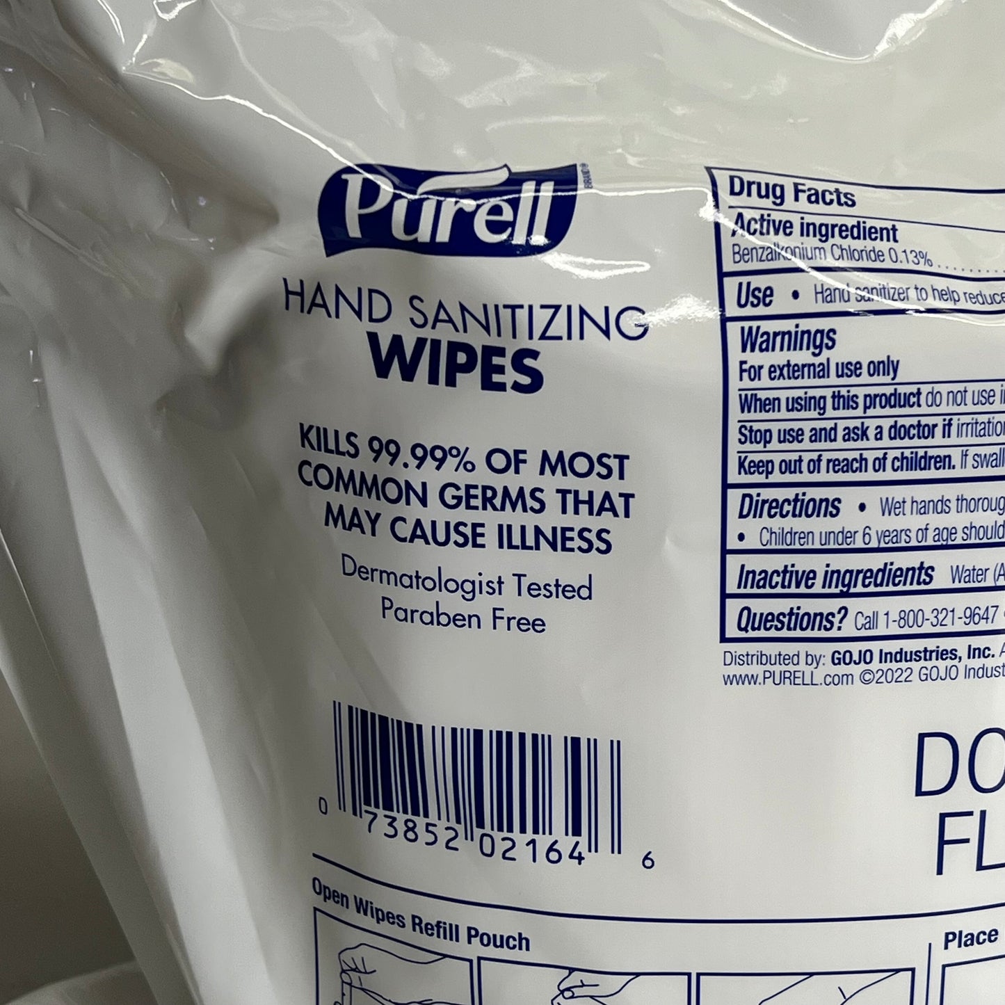 PURELL Hand Sanitizing Refill Kills 99.9% of Germs 1200 Wet Wipes White 9118-02