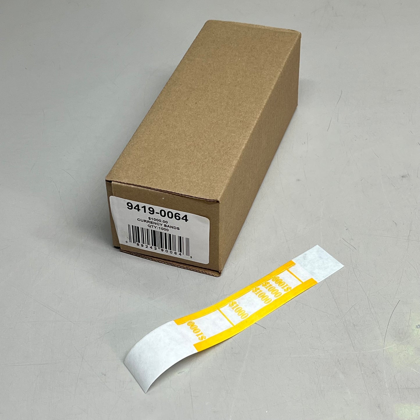 PM COMPANY (1000 PACK) Currency Bands $1000.00 Yellow White 9419-0064