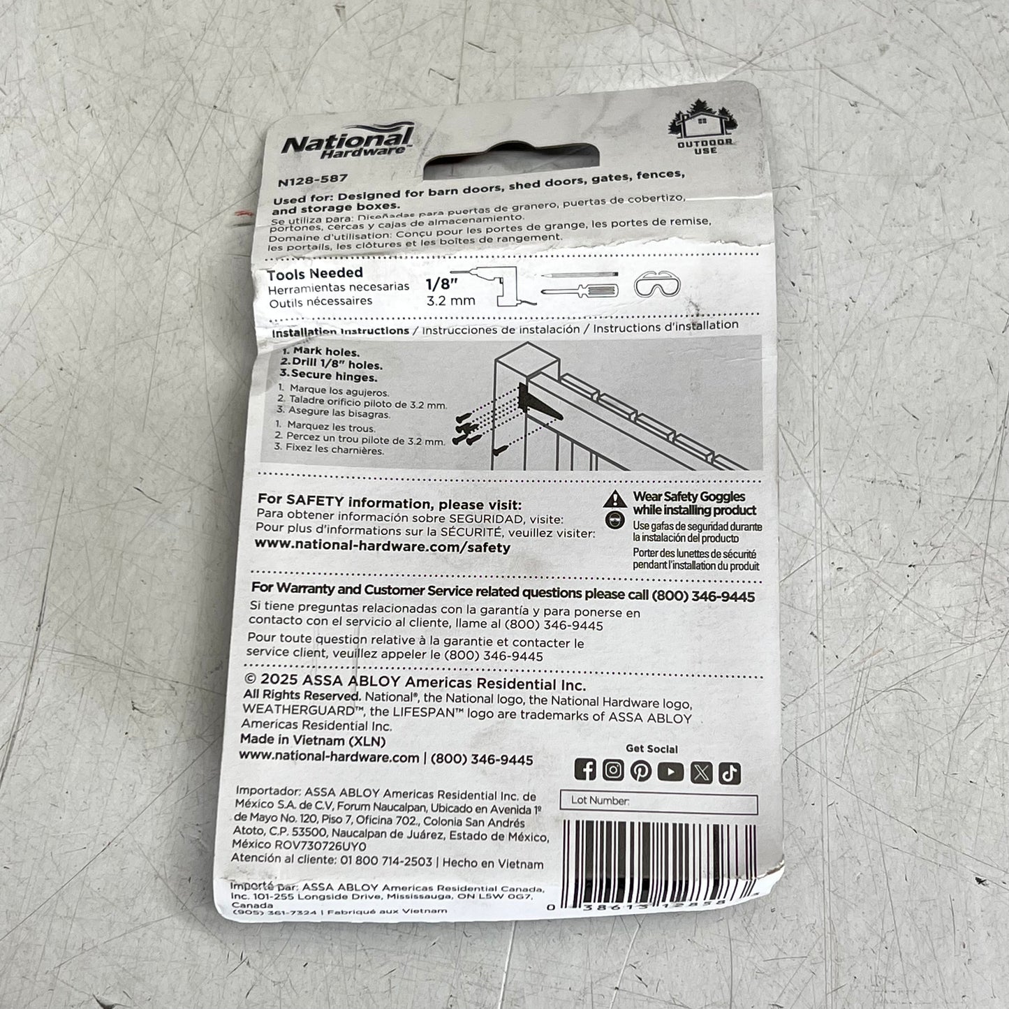 NATIONAL HARDWARE (3 PACK) T-hinge Steel & Zinc 2.24"W Frame Leaf 3/4"H N128-587
