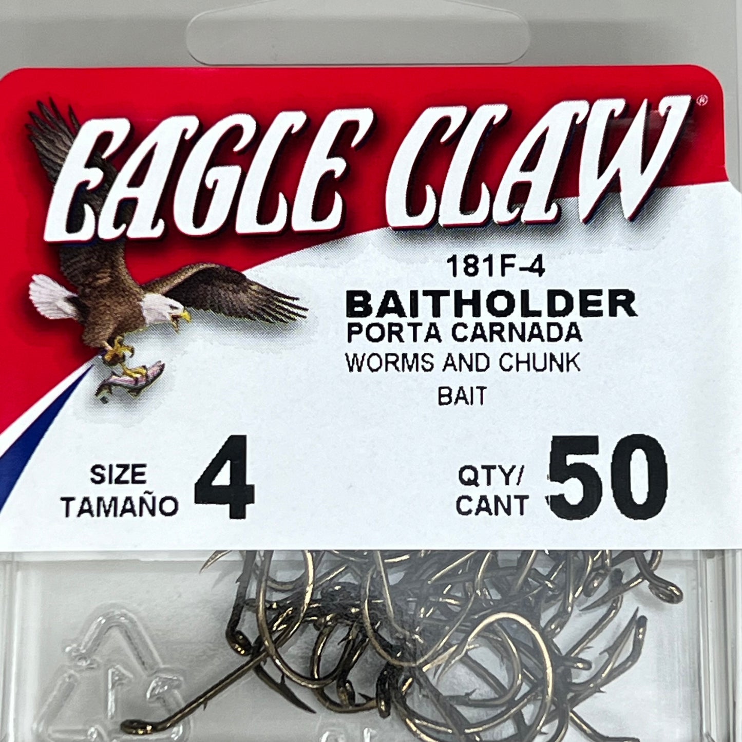 EAGLE CLAW (3 PACK) Down eye 2-Slice Offset Hooks Bronze #4 50pc 181F-4