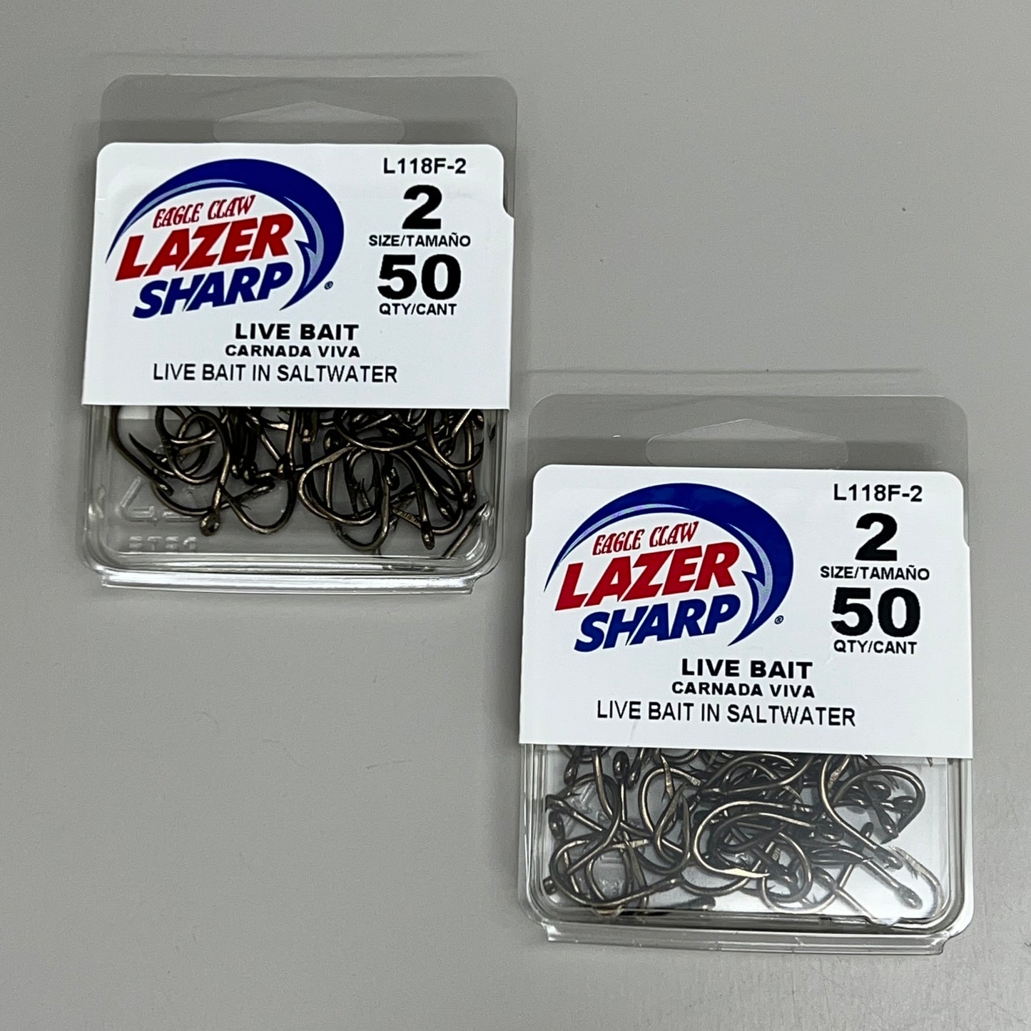 EAGLE CLAW (2 PACK) Lazer Sharp Live Bait in Saltwater Bronze #2 50pc L118F-2