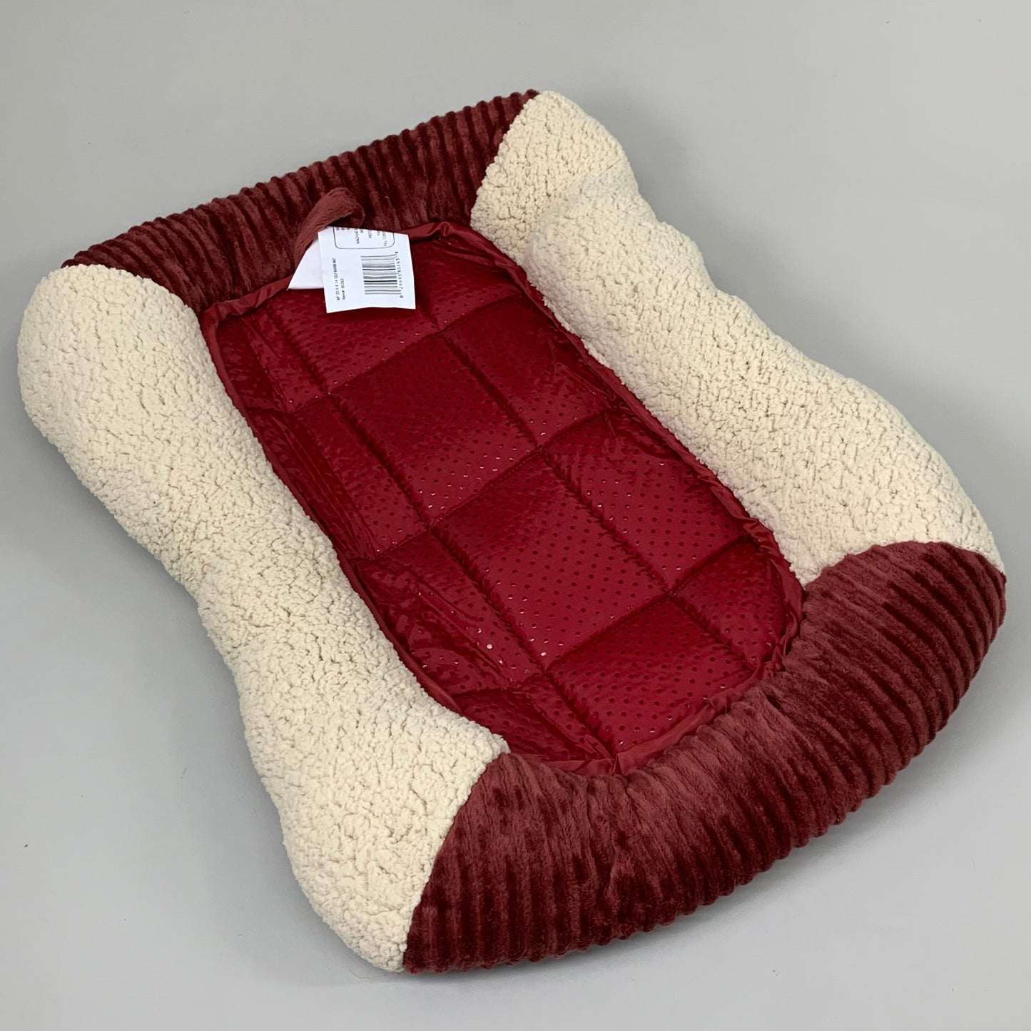 ZA@ ASPENPET Self Warm Bolster Pet Mat for Plastic & Wire Kennels 20.5"x14"x3" Barn Red/Cream 80263 A