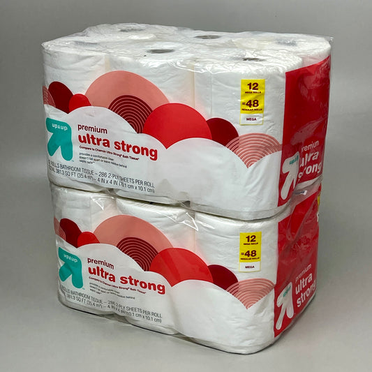 za@ UP & UP (TARGET) 24 ROLLS! 2-Ply Premium Ultra Strong Bathroom Tissue / Toilet Paper (New)