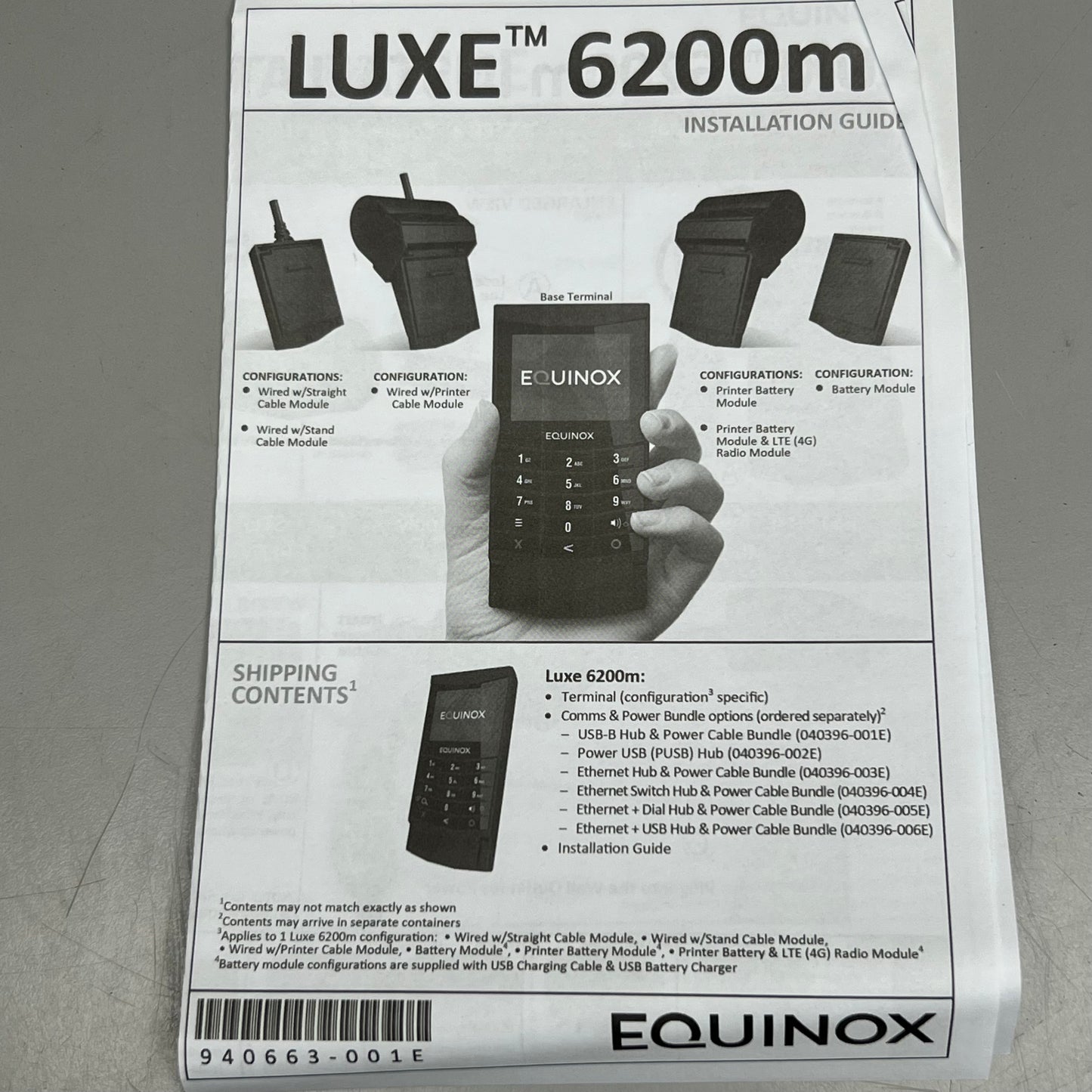 EQUINOX Luxe 6200m WLAN Handheld Credit Card Reader A10400-211E Black