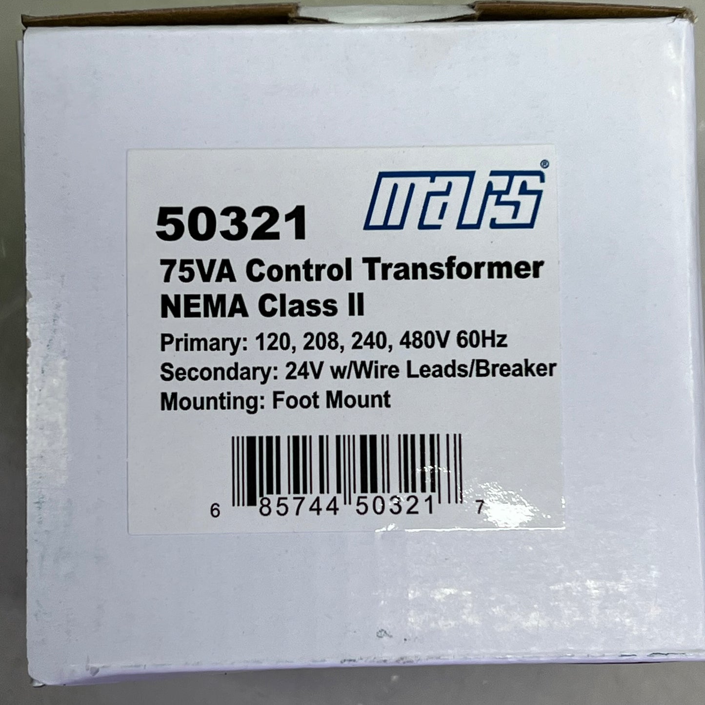 MARS 503 Series Foot Mount Transformer 24V w/ Wire Leads Breaker  75VA 50321