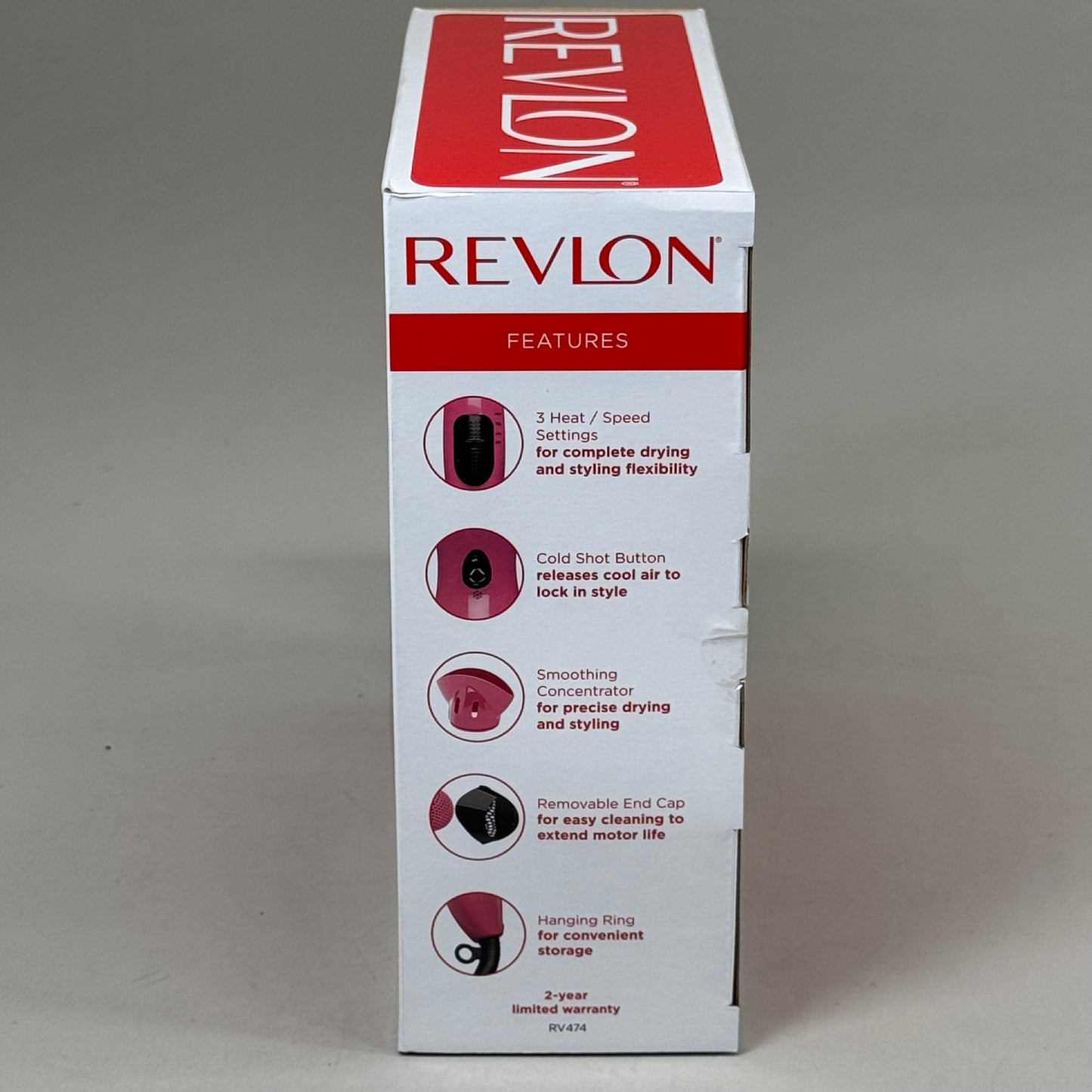 REVLON Smooth and Effortless 1875W Ionic Hair Dryer Berry RV474