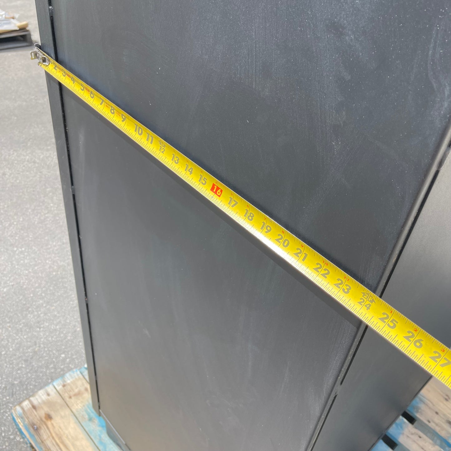 JAMCO Steel Storage Cabinet W/ 122 Yellow Bins 78" x 36" x 24" Dark Grey DF236BL