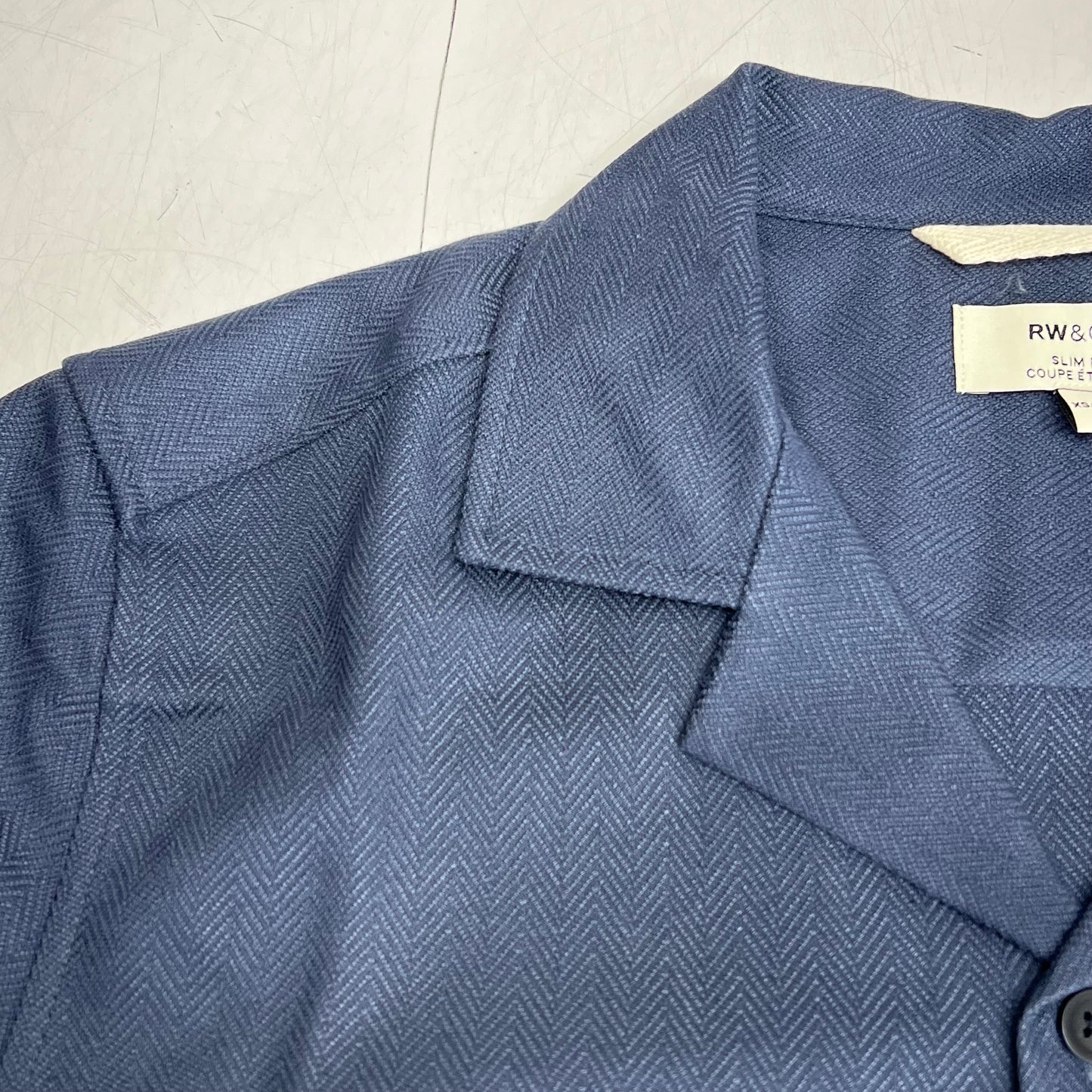 RW & CO Short-sleeve Herringbone Shirt W/ Camp Collar Men's Sz XS Blue 485793