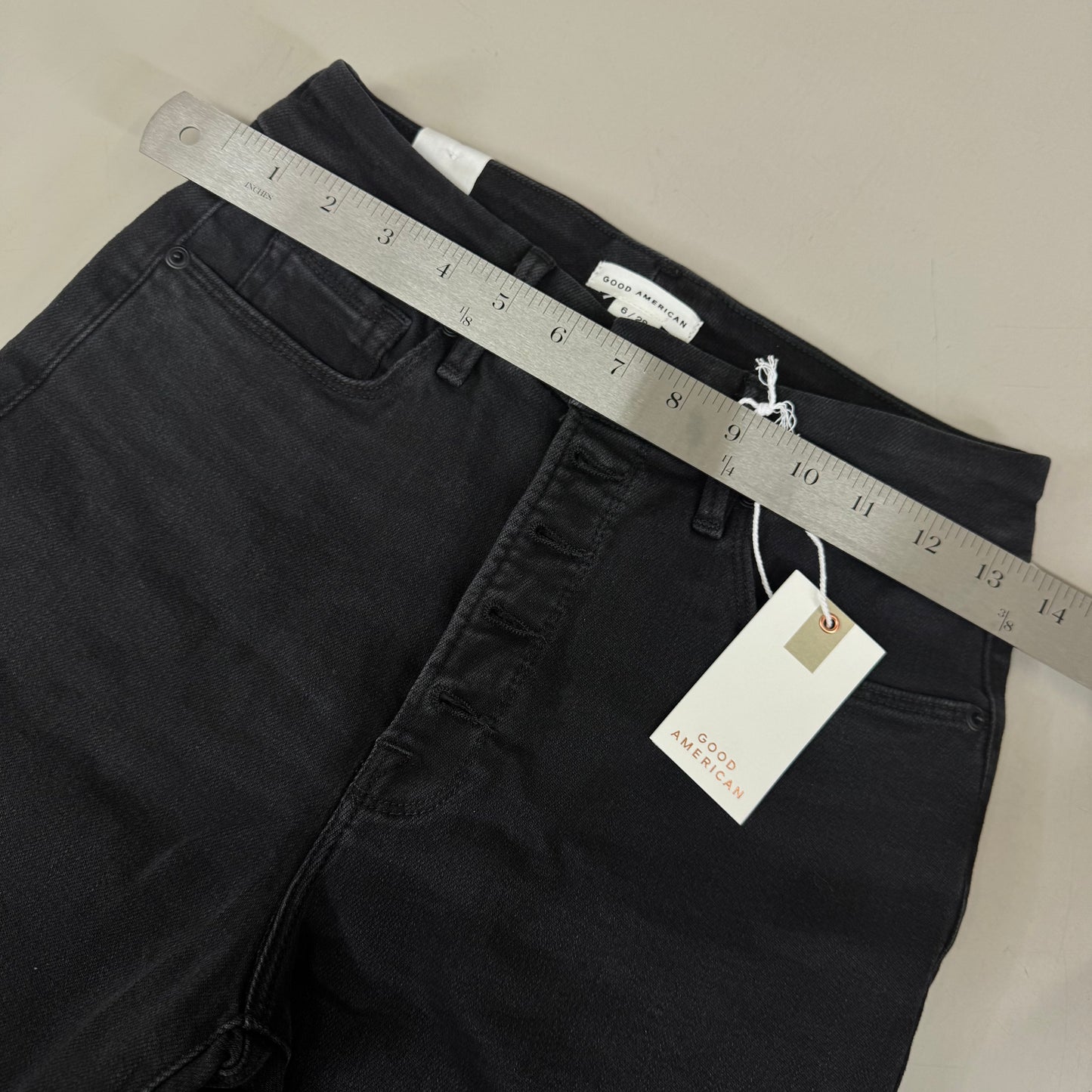 GOOD AMERICAN Good Waist Crop High-Rise Women's Sz 6 Black343 GWCEB960BT