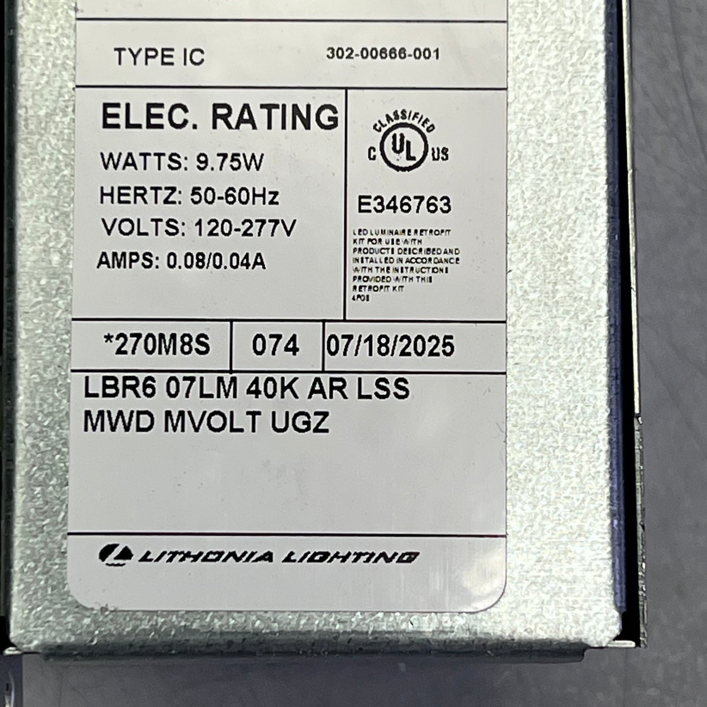 LITHONIA LIGHTING Retrofit Downlight 120-277V LBR6 07LM 40K AR LSS MWD MVOLT UGZ