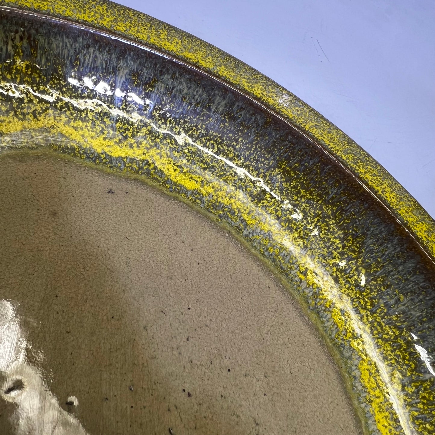 ZA@ Glazed Pottery 2 Piece Swirl Stand Bird Bath 22" L x 20" Dia Bright Yellow/Taupe