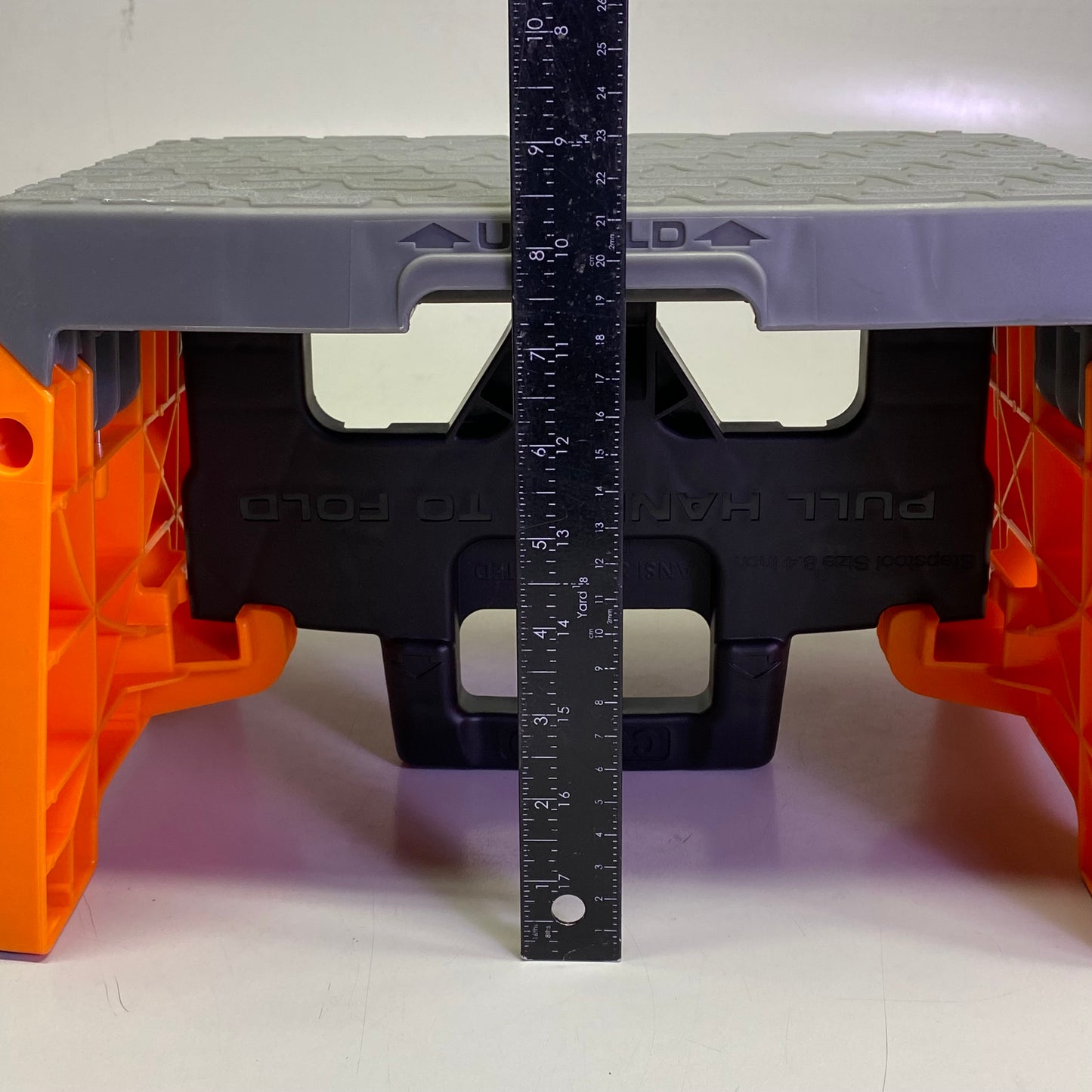 COSCO Folding Step Stool Plastic 12.5"L x 8.5"W x 8"H Orange & Grey 11903BGO1E