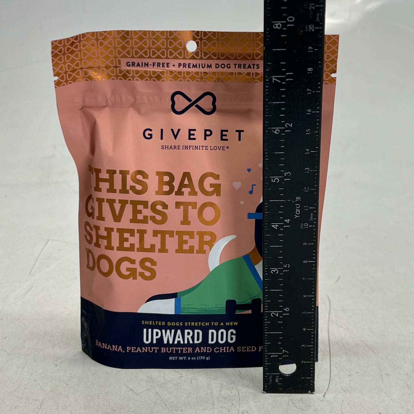 GIVEPET Upward Dog Banana, Peanut Butter & Chia Seeds Grain-free Soft & Chewy Dog Treats 6 oz Brown
