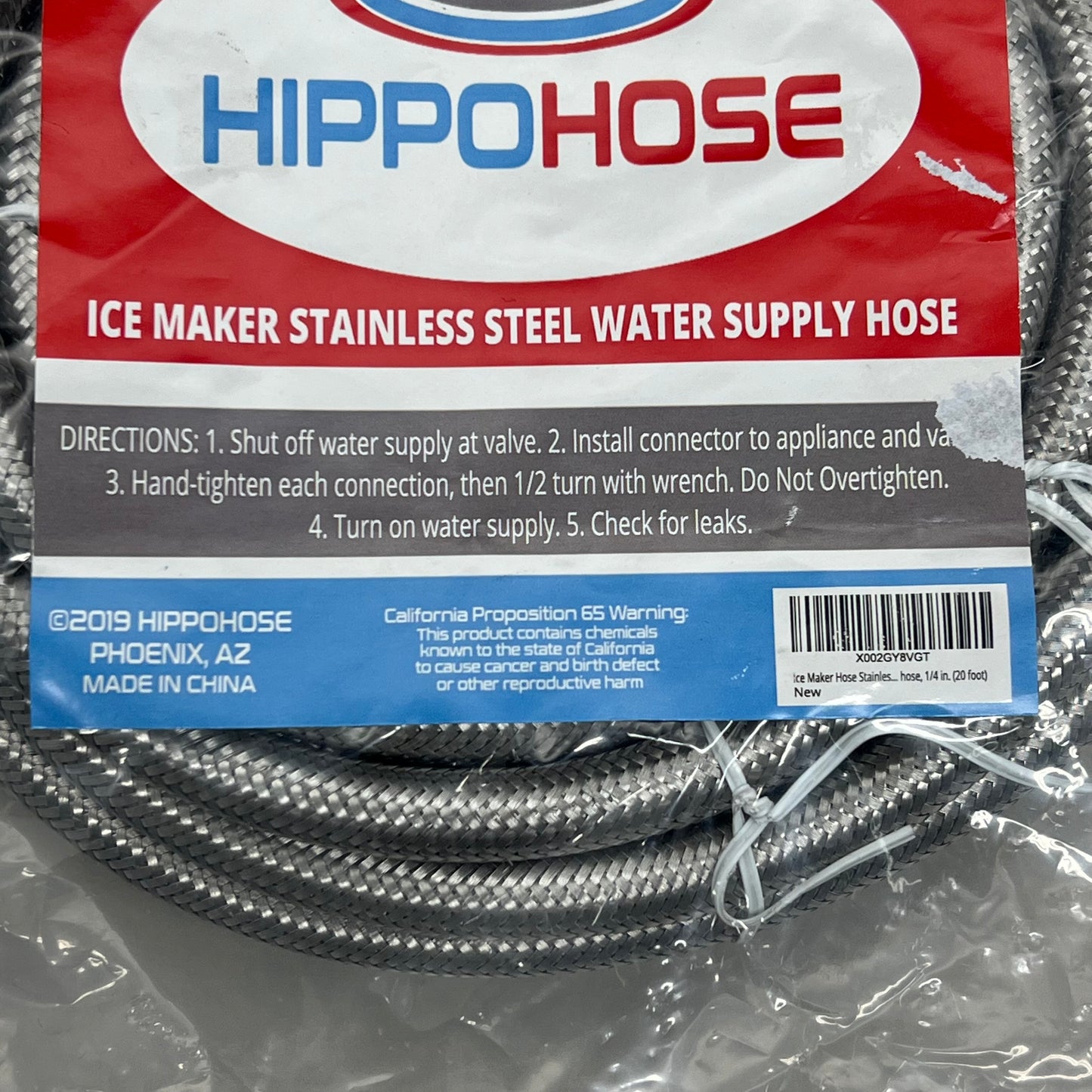 HIPPOHOSE Ice Maker Stainless Steel water Supply Hose 1/4" 20ft X002GY8VG