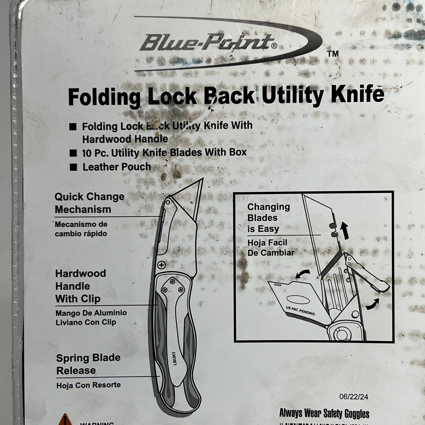 SNAP ON Blue Point Compact Folding Lock Back Utility Knife Brown/ Silver LBUK1