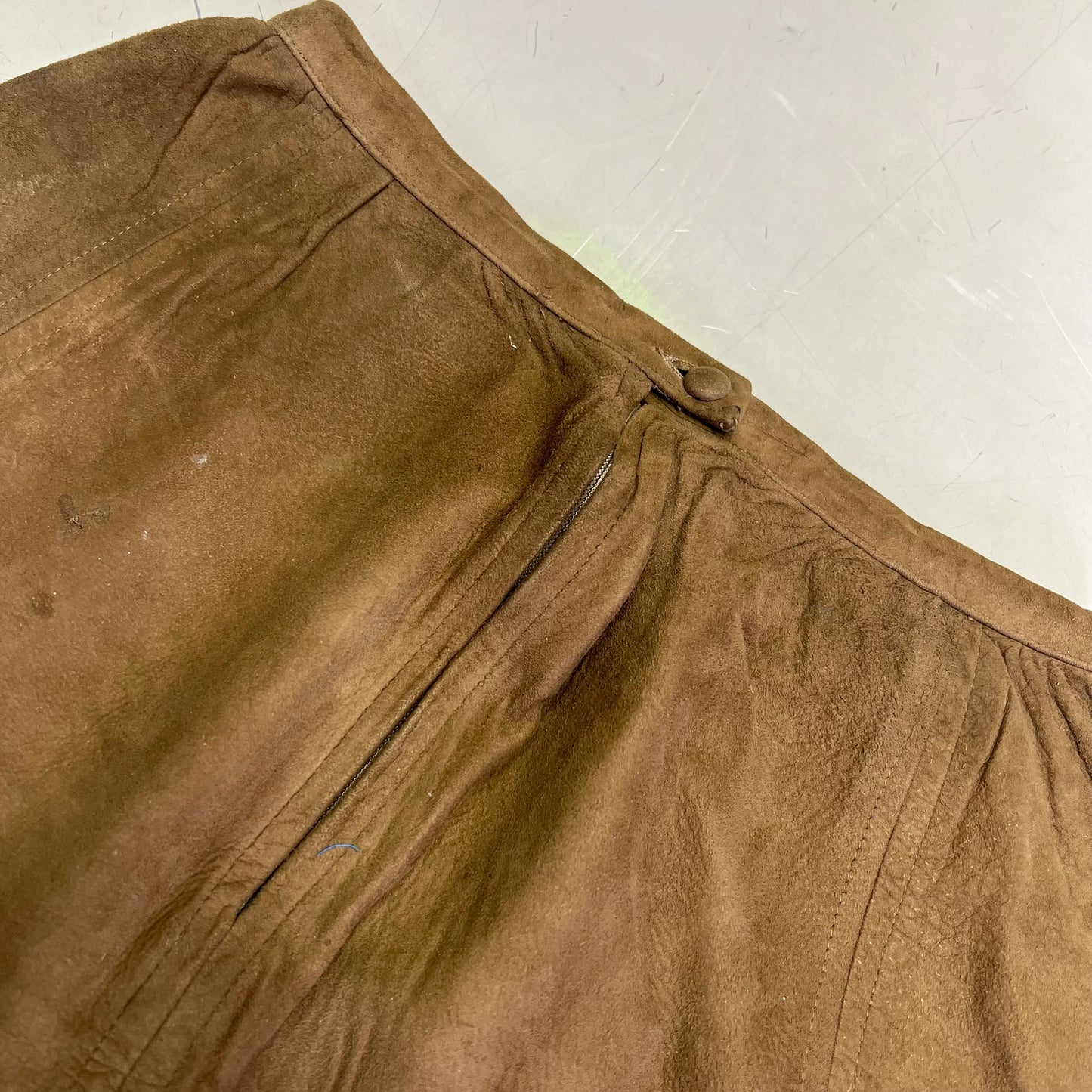 THE TANNERY JOSEPH MAGNIN Vintage Lined Raw Hide Skirt Women's Sz 4 Brown (Used)