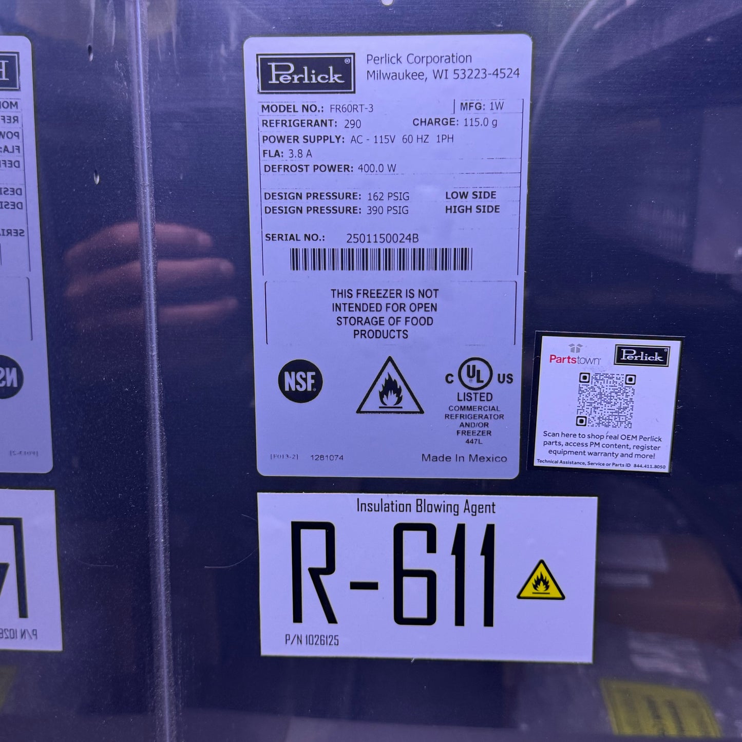 PERLICK Commercial Freezer Glass Chiller Mug Froster R290 115V FR60RT-3 (New Other, Slight Damage on Corner)