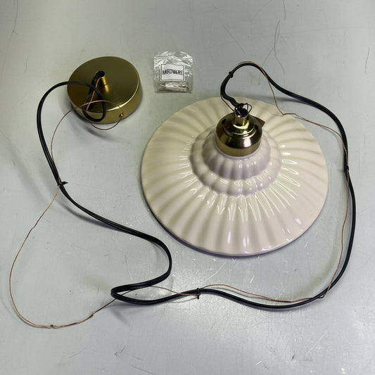 CREATIVE CO OP Elegant Stoneware Pleated Pendant Lamp 40-Watt Cream DF9520