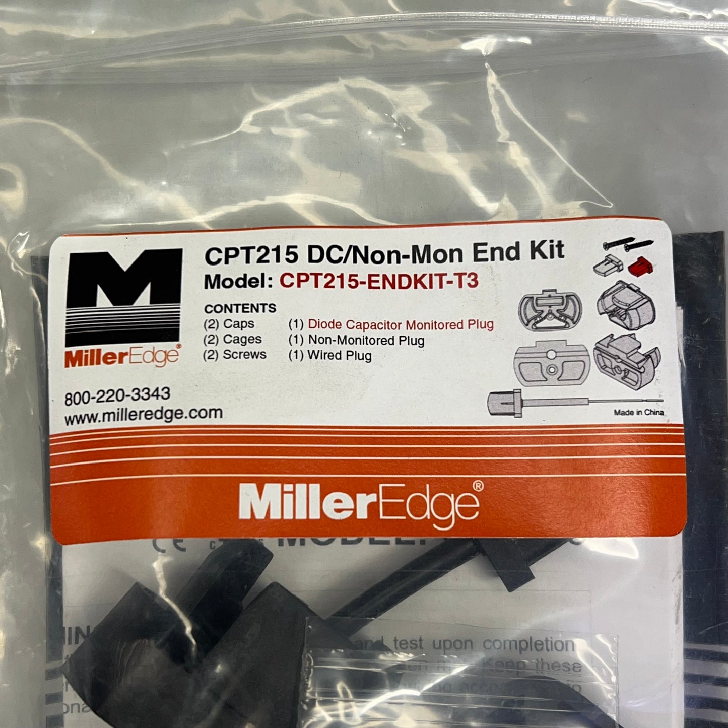 MILLER EDGE CPT Sensing DC & Non-Monitored End 9 Pc Kit Black CPT215-ENDKIT-T3