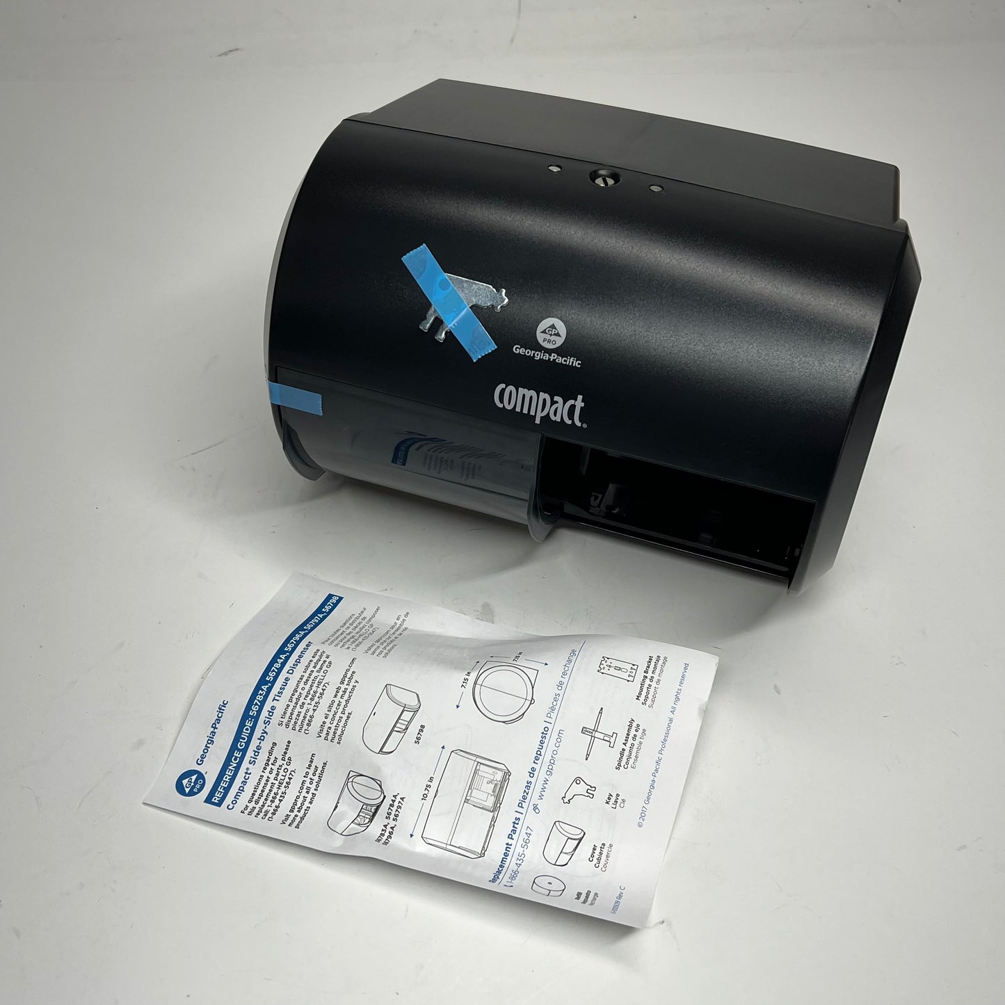 COMPACT 2 Roll Coreless High Capacity Toilet Paper Dispenser Black 56784A
