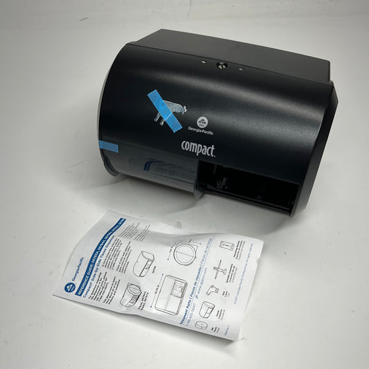 COMPACT 2 Roll Coreless High Capacity Toilet Paper Dispenser Black 56784A