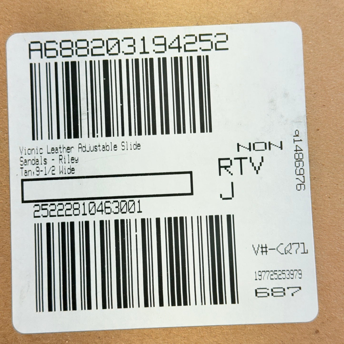 VIONIC Riley Sandals Leather Adjustable Slide Sz 9-1/2 Wide Tan #687 New