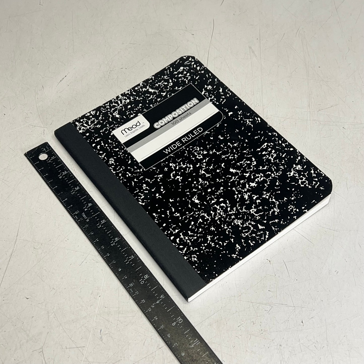 ZA@ MEAD (6 PACK, 100 SHEETS EACH) Composition Notebooks Wide Ruled 1-Subject 9.75" X 7.5" Blac|k/White 306712