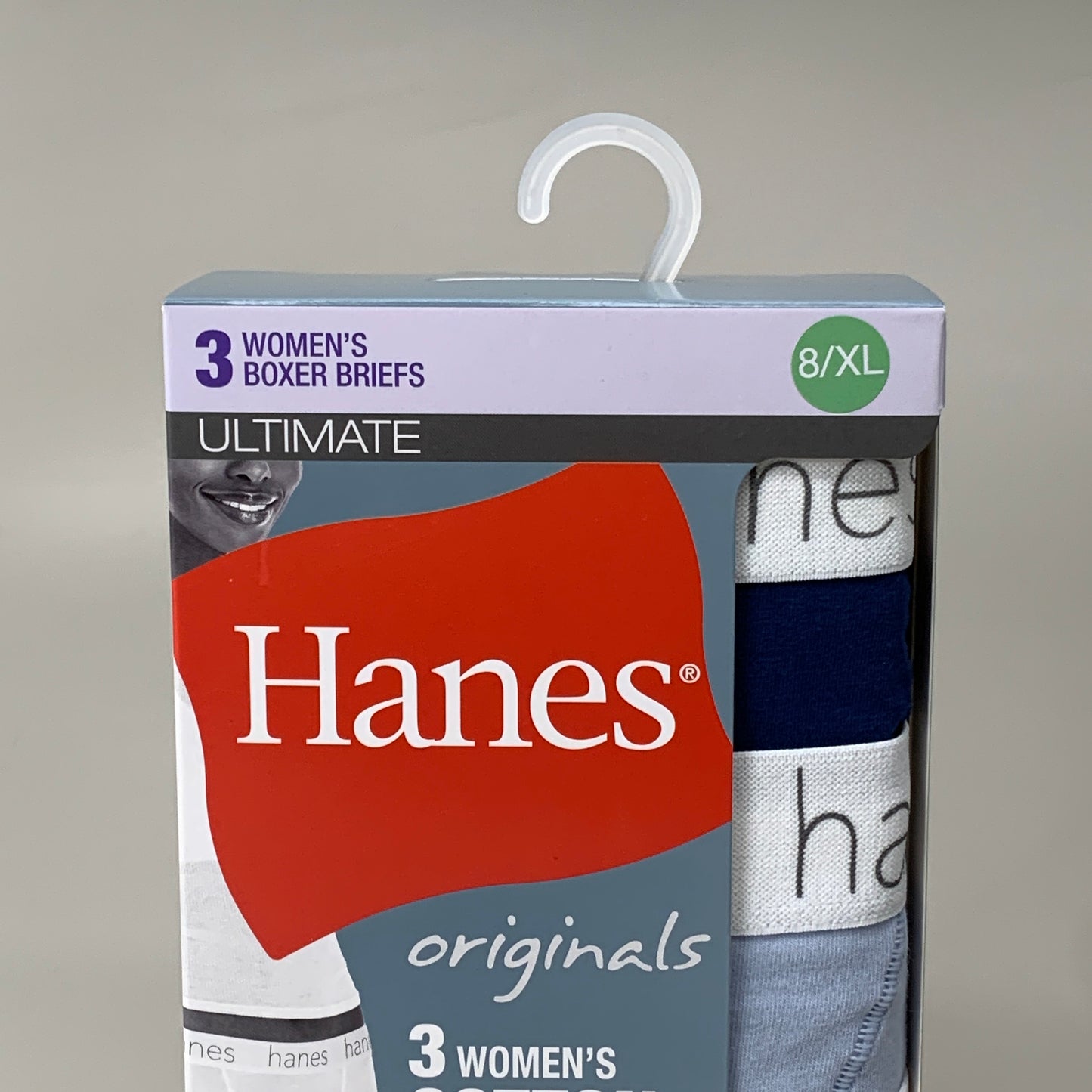 HANES 3 PACK!! Originals Women's Breathable Cotton Boxer Briefs Underwear Sz XL Blue 45OUBB