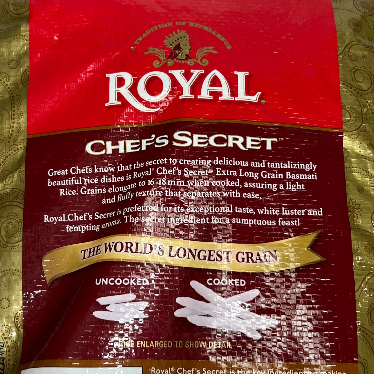 ROYAL Chef's Secret Basmati Rice Extra Long Grain 40lb BB 06/27