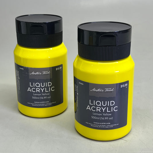 MASTERS TOUCH (2 PACK) Liquid Acrylic Artist Paint 16.9 oz Lemon Yellow 1820885