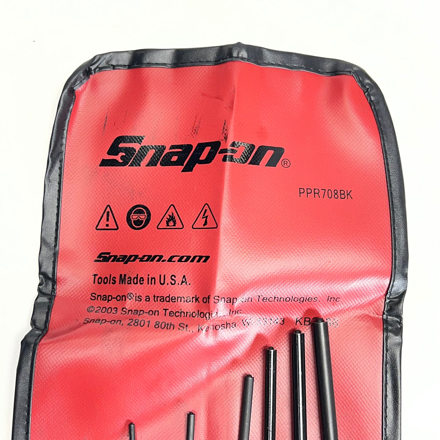 SNAP ON Roll Pin Punch Set & Pouch Tough Alloy Steel 8 Piece Red/Black PPR708BK
