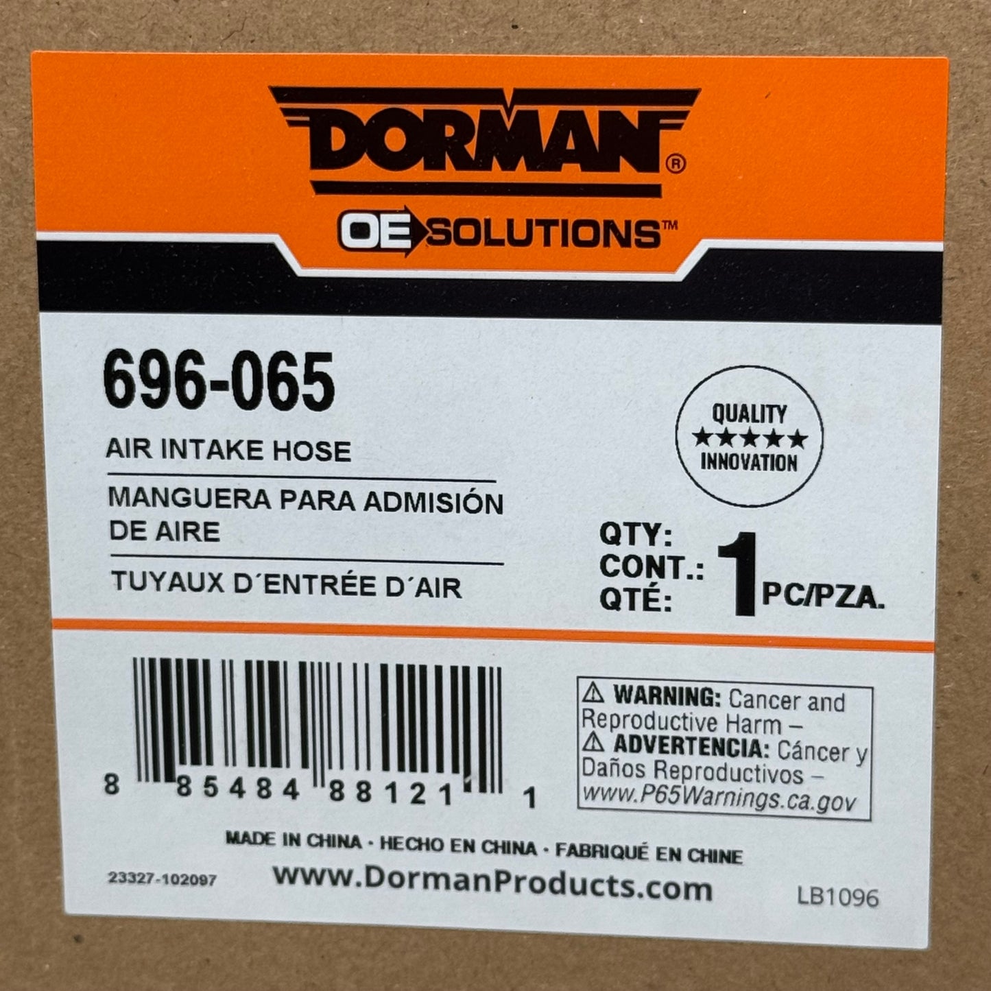 DORMAN Engine Air Intake Hose for Ford 2003-99 w/ Two Clamps Rubber 696-065