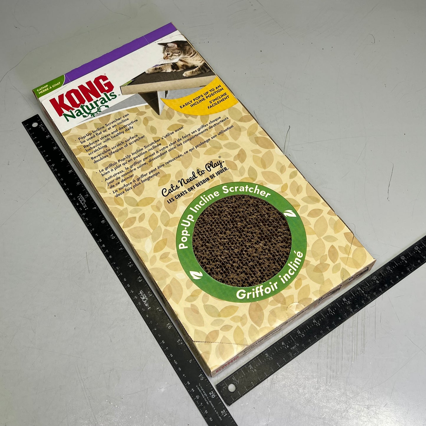 KONG (2 PACK) Naturals Pop-Up Incline Scratcher W/ Catnip 19" x 10" x 1" CS11